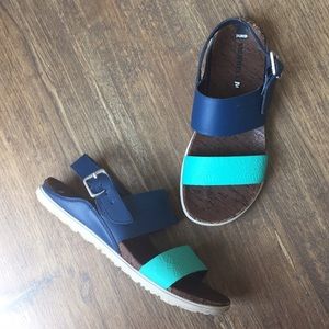 Merrell Around Town Poseidon Blue Leather Sandals